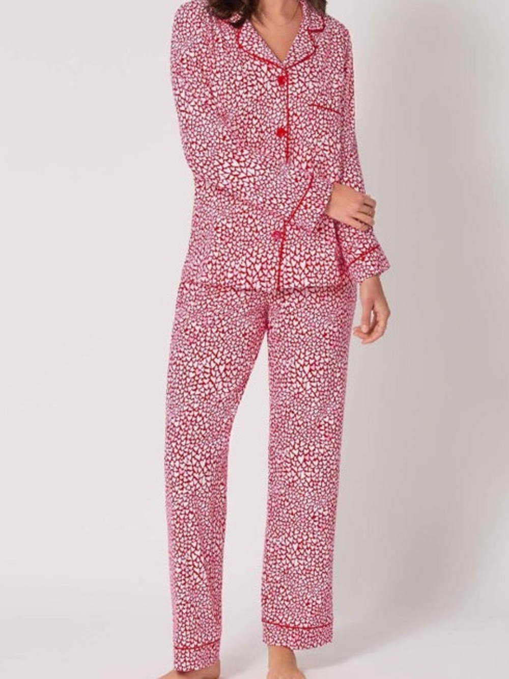 BedHead Red and White Heart-Print Sleep Top